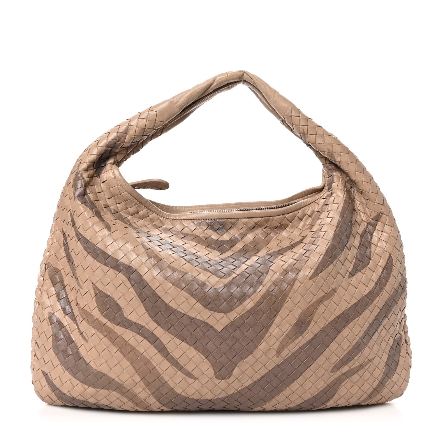 Bottega Veneta Nappa Snakeskin Intrecciato Large Veneta Tiger Print Hobo Maple 1 of 9