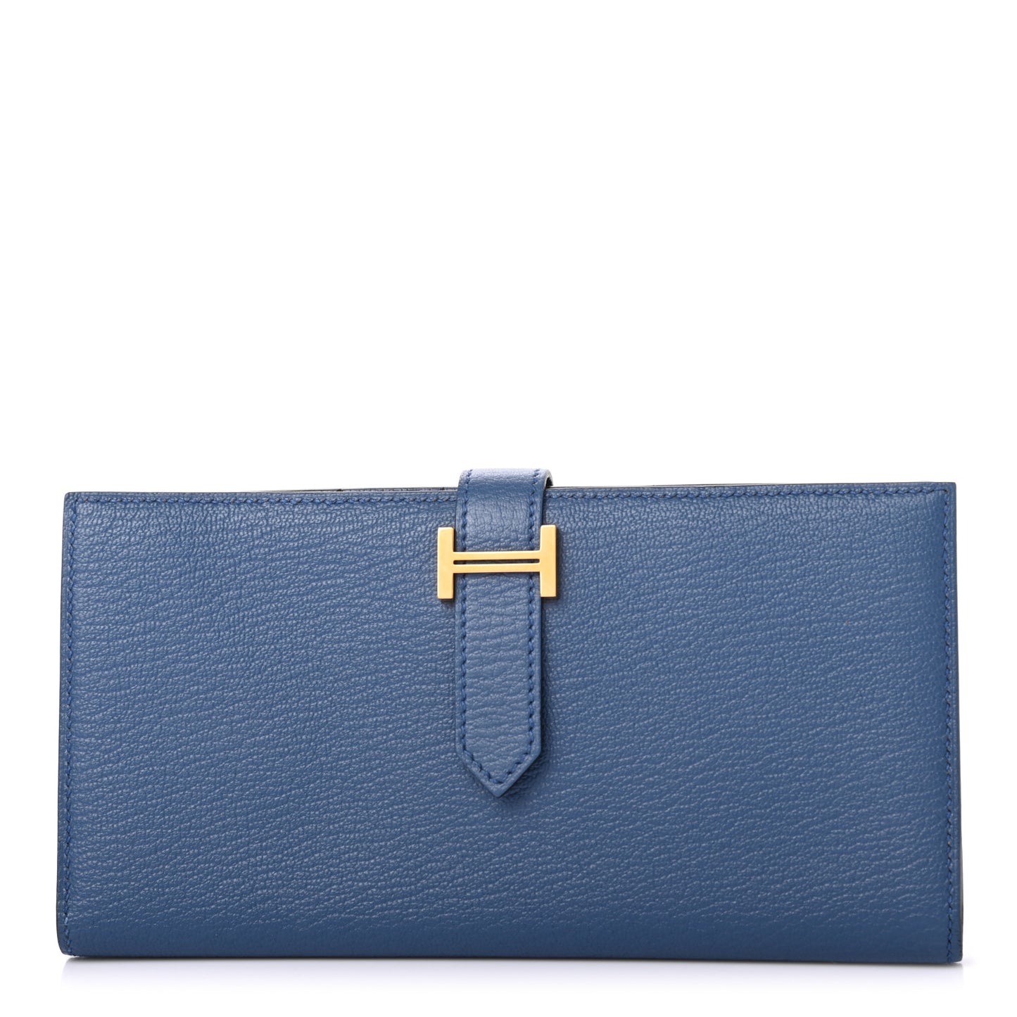 Chevre Mysore Bearn Gusset Wallet Bleu Agate