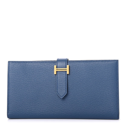 Hermes Chevre Mysore Bearn Gusset Wallet Bleu Agate 1 of 7