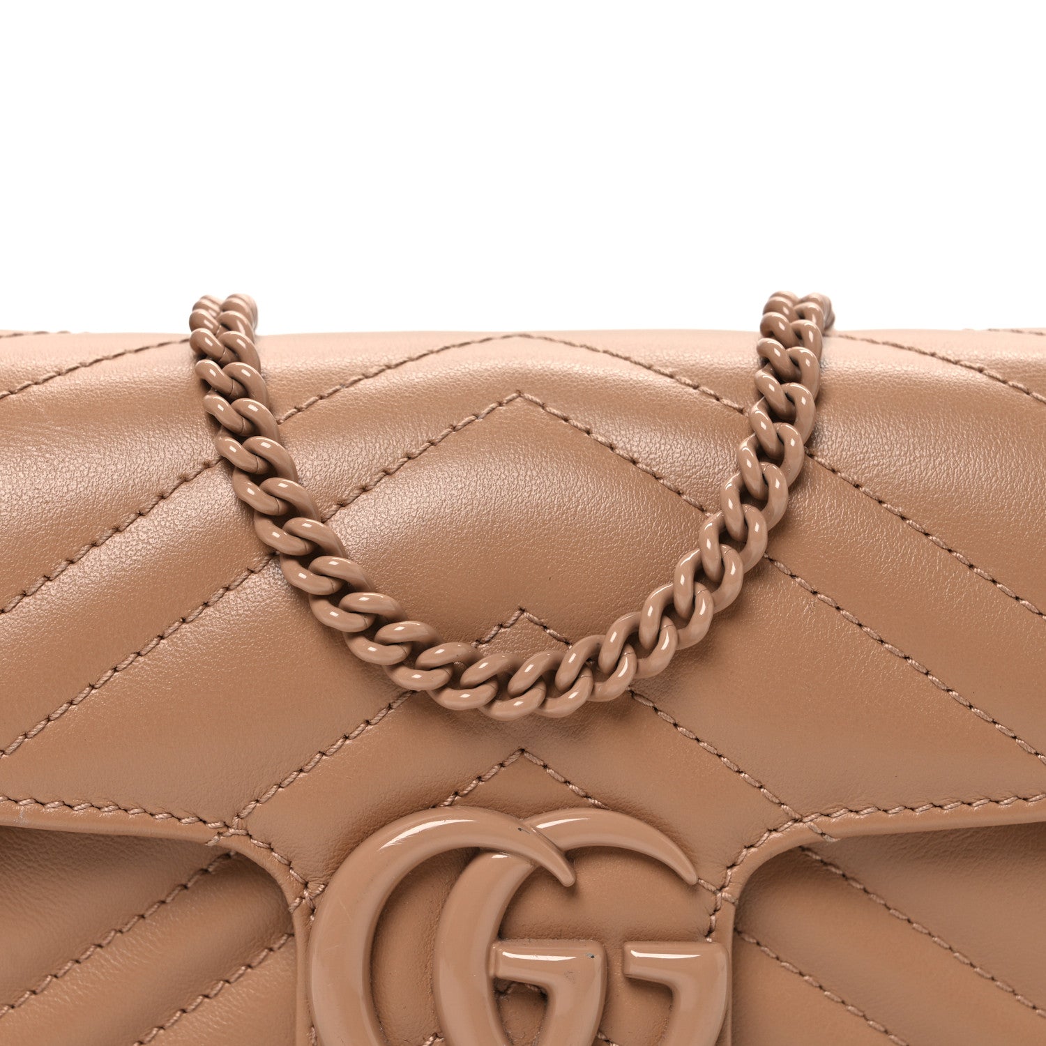 Gucci Calfskin Matelasse Monochrome Super Mini GG Marmont Shoulder Bag Camelia 8 of 11