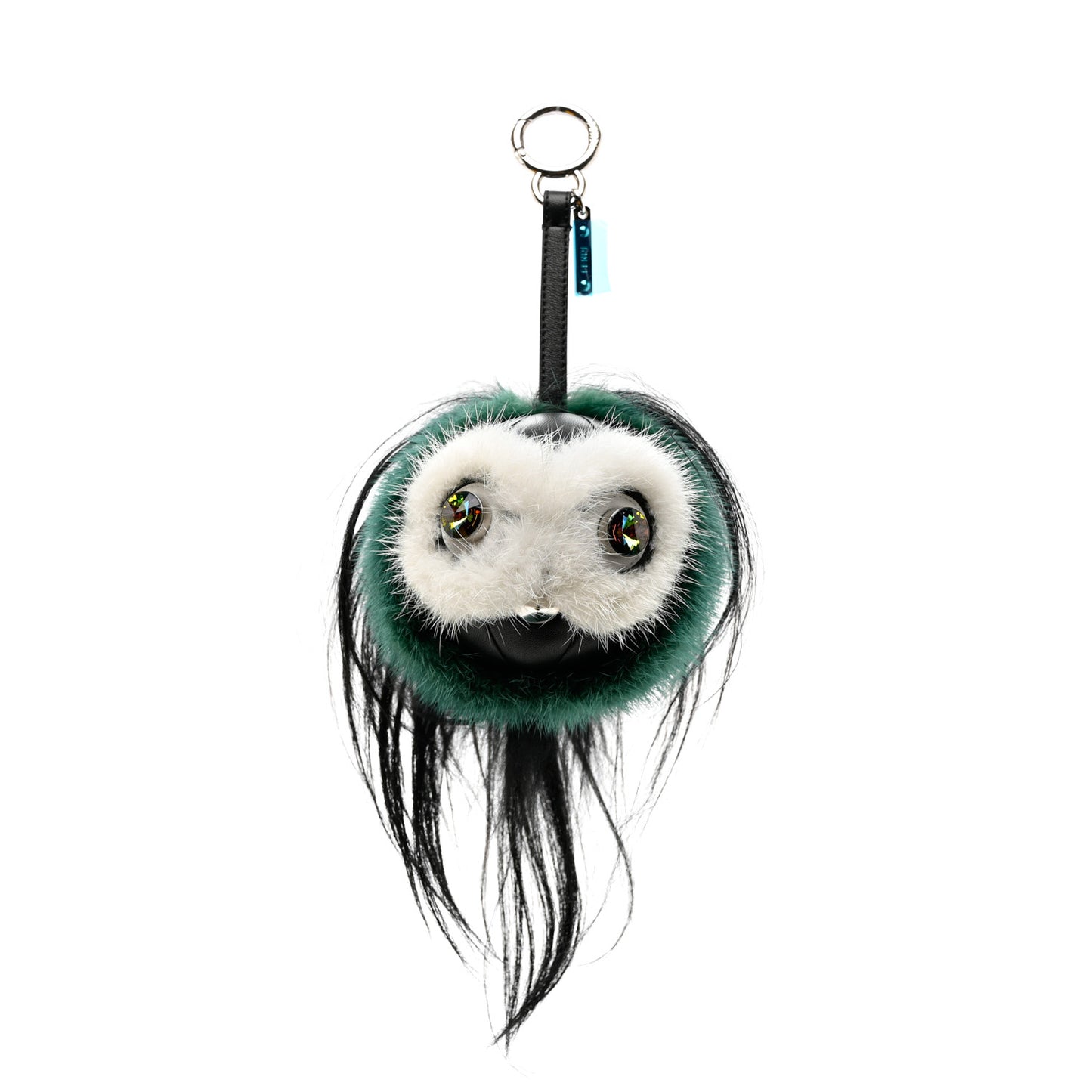 Mink Goat Fur QuTweet Cucaoo Bag Bug Charm Green White