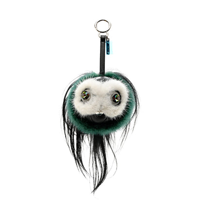 Fendi Mink Goat Fur QuTweet Cucaoo Bag Bug Charm Green White 1 of 3