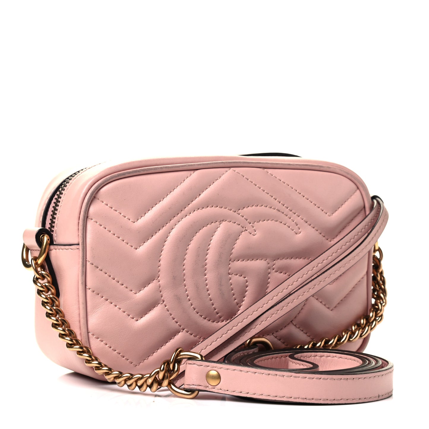 Calfskin Matelasse Mini GG Marmont Chain Shoulder Bag Perfect Pink