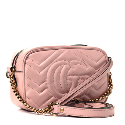 Gucci Calfskin Matelasse Mini GG Marmont Chain Shoulder Bag Perfect Pink 2 of 4