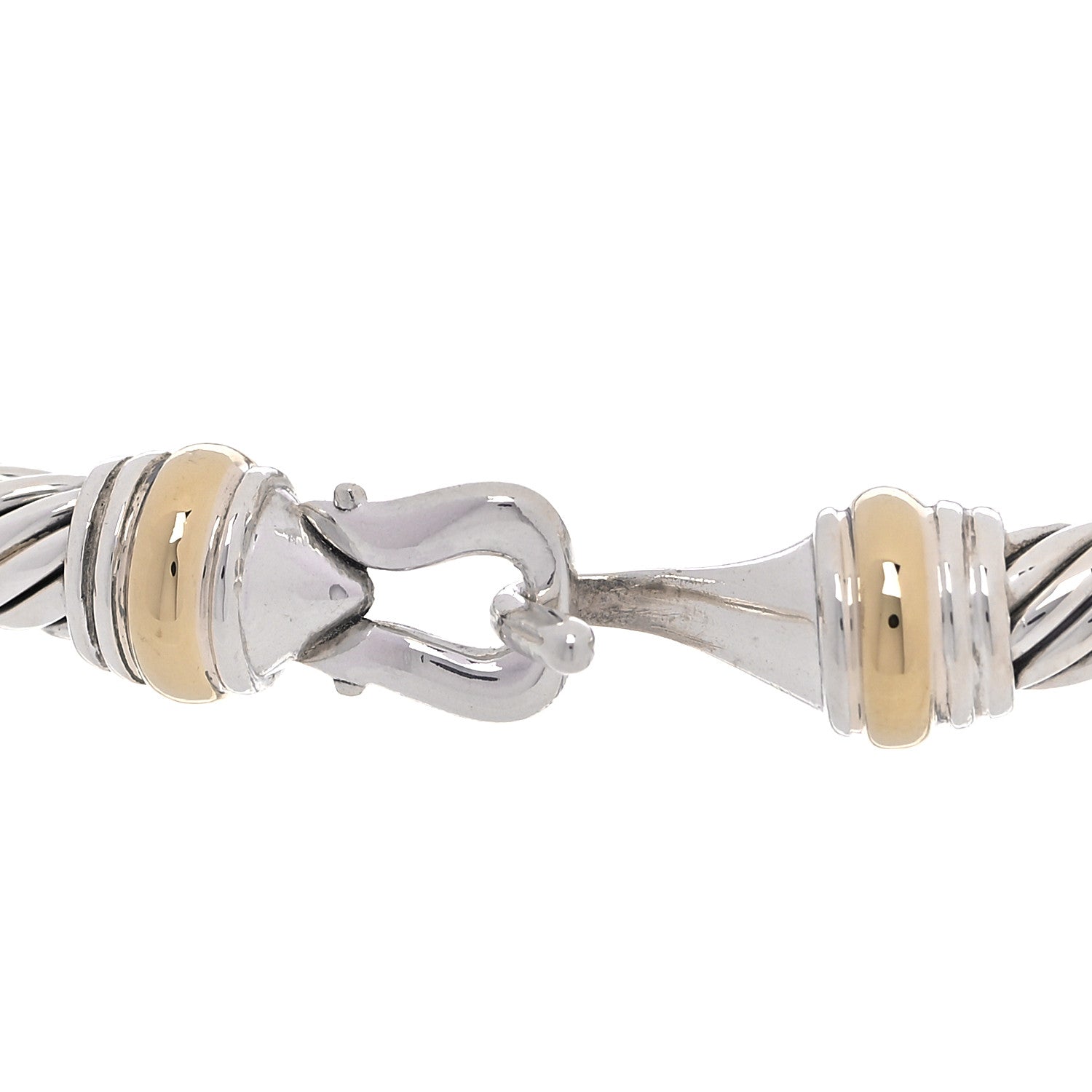 David Yurman Sterling Silver 18K Yellow Gold 4mm Cable Classic Buckle Bracelet 4 of 5