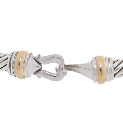 David Yurman Sterling Silver 18K Yellow Gold 4mm Cable Classic Buckle Bracelet 4 of 5