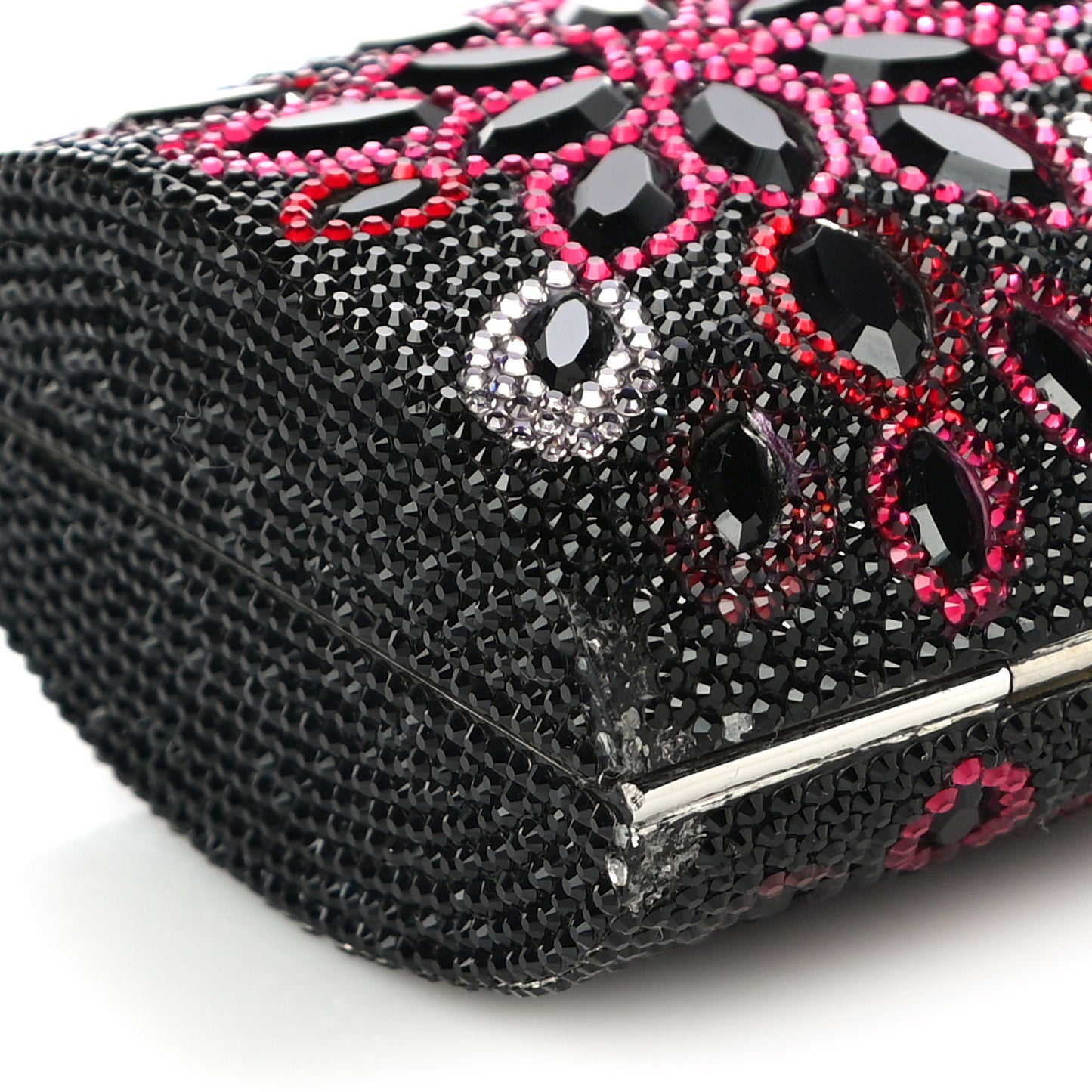 Swarovski Crystal Flower Minaudiere Clutch Black Multicolor
