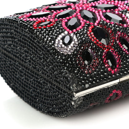 Judith Leiber Swarovski Crystal Flower Minaudiere Clutch Black Multicolor 7 of 8