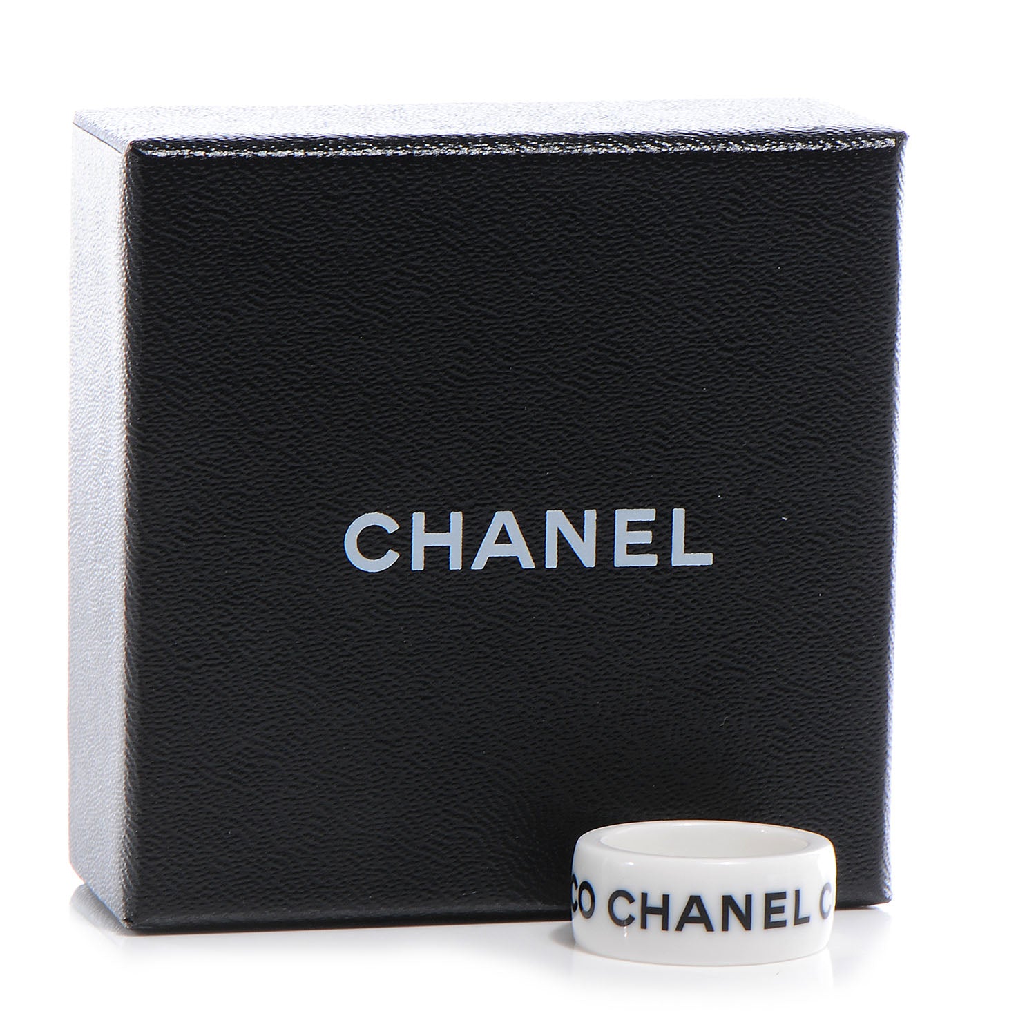 Chanel Resin Coco Ring 6.5 White Black 5 of 5