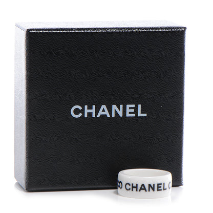 Chanel Resin Coco Ring 6.5 White Black 5 of 5