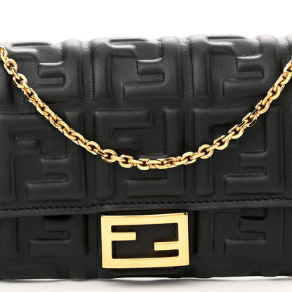 Fendi Nappa Matisse FF Embossed Continental Wallet On Chain Black 9 of 11