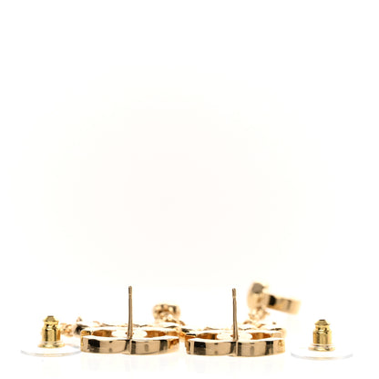 Chanel Metal Crystal CC Drop Heart Link Earrings Gold 3 of 5