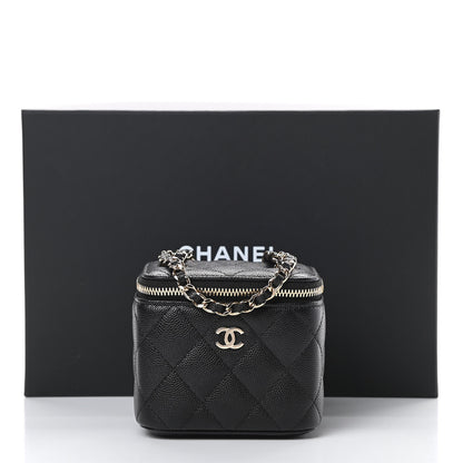 Chanel Caviar Quilted Mini Vanity Case With Chain Black 10 of 10