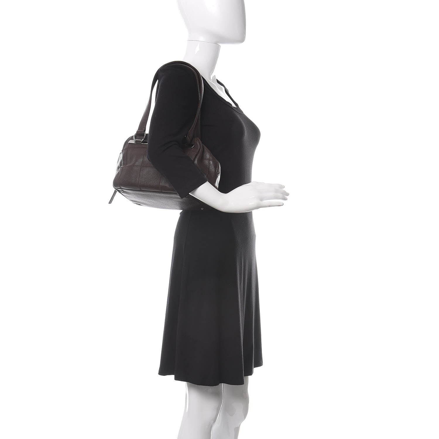 Chanel Caviar Square Stitched Bowler Dark Brown 2 of 10