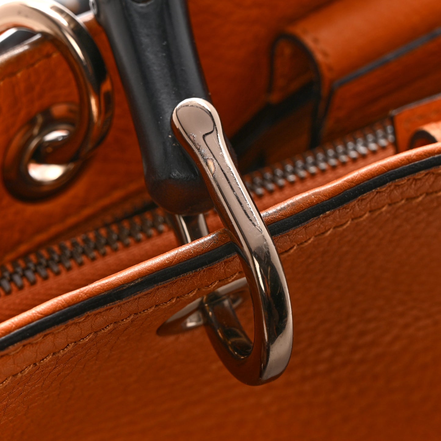 Cellarius Calfskin Medium Bamboo Shopper Tote  Orange