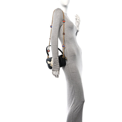 Gucci X ADIDAS Textured Dollar Calfskin Web Small Trefoil Horsebit 1955 Shoulder Bag Black Off White 2 of 10