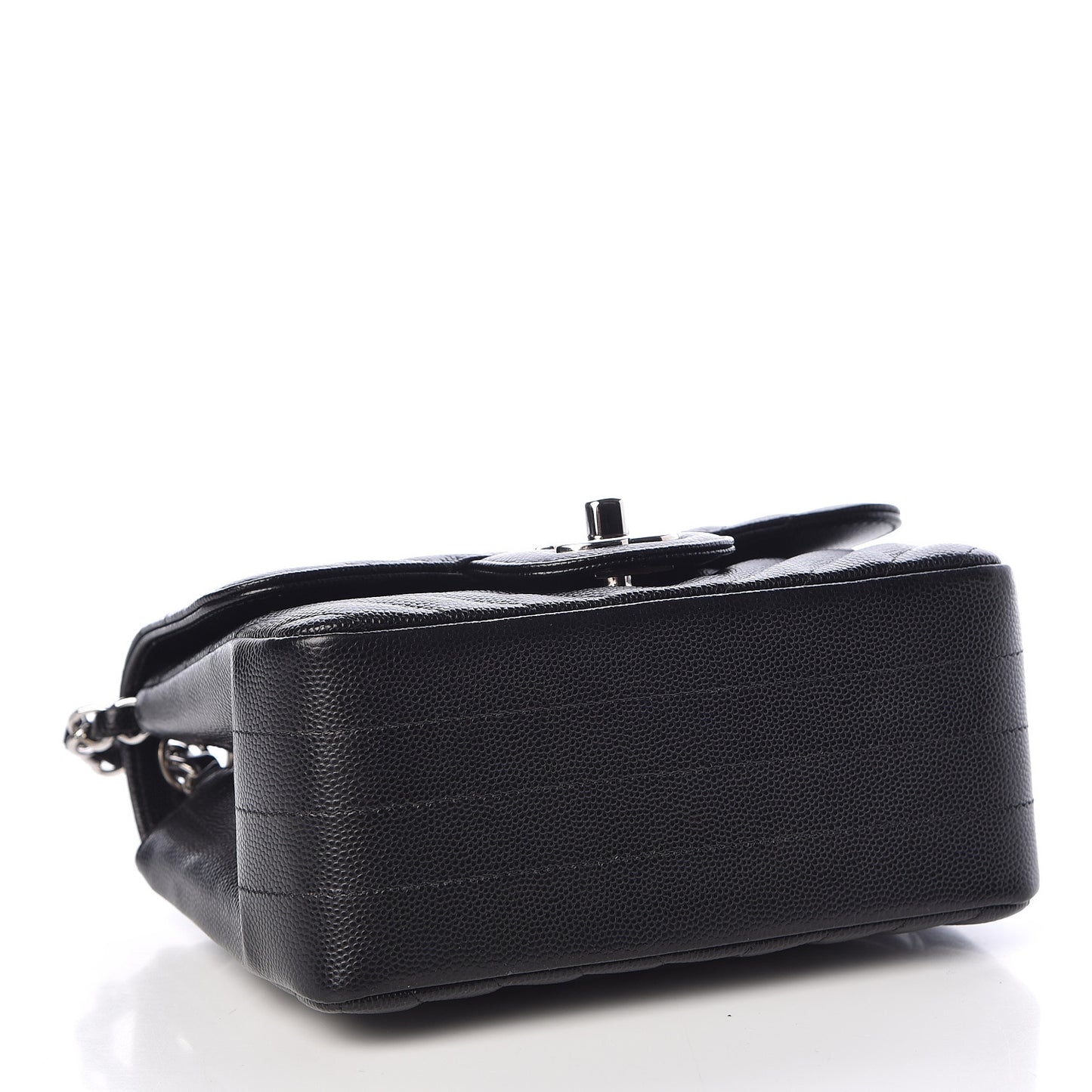 Caviar Chevron Quilted Mini Square Flap Black