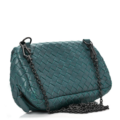 Bottega Veneta Nappa Intrecciato Mini Messenger Bag Blue 3 of 9