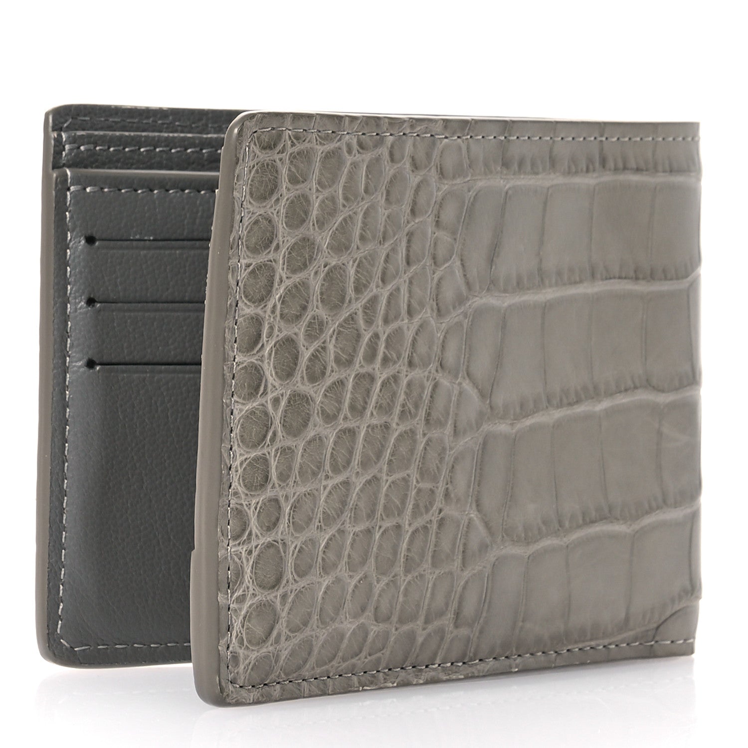 Louis Vuitton グレー 三つ折り財布 Louis Vuitton Crocodile Multiple Wallet Gray 1639617 – FASHIONPHILE