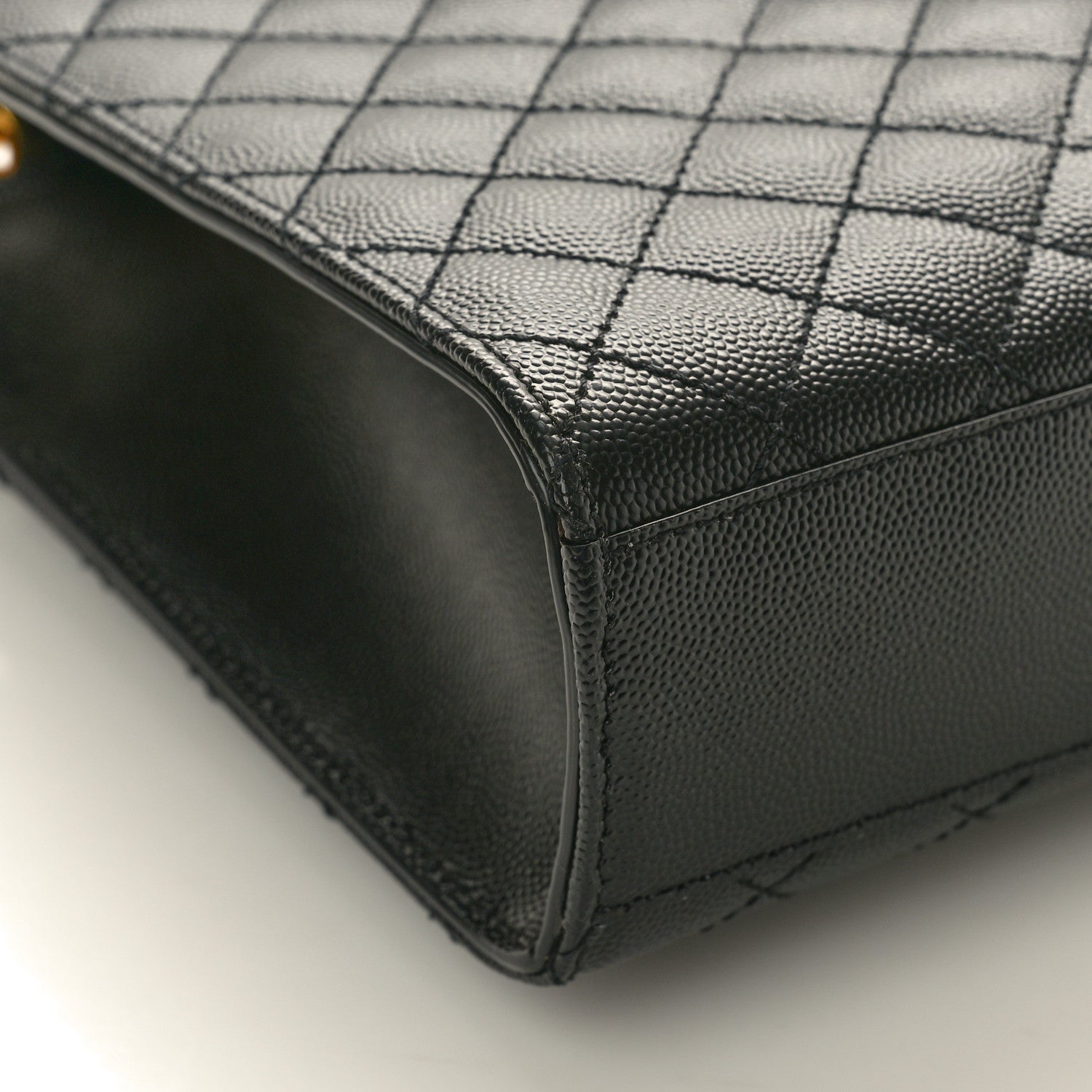 Saint Laurent Grain De Poudre Textured Mixed Matelasse Large Triquilt Monogram Satchel Black 10 of 11