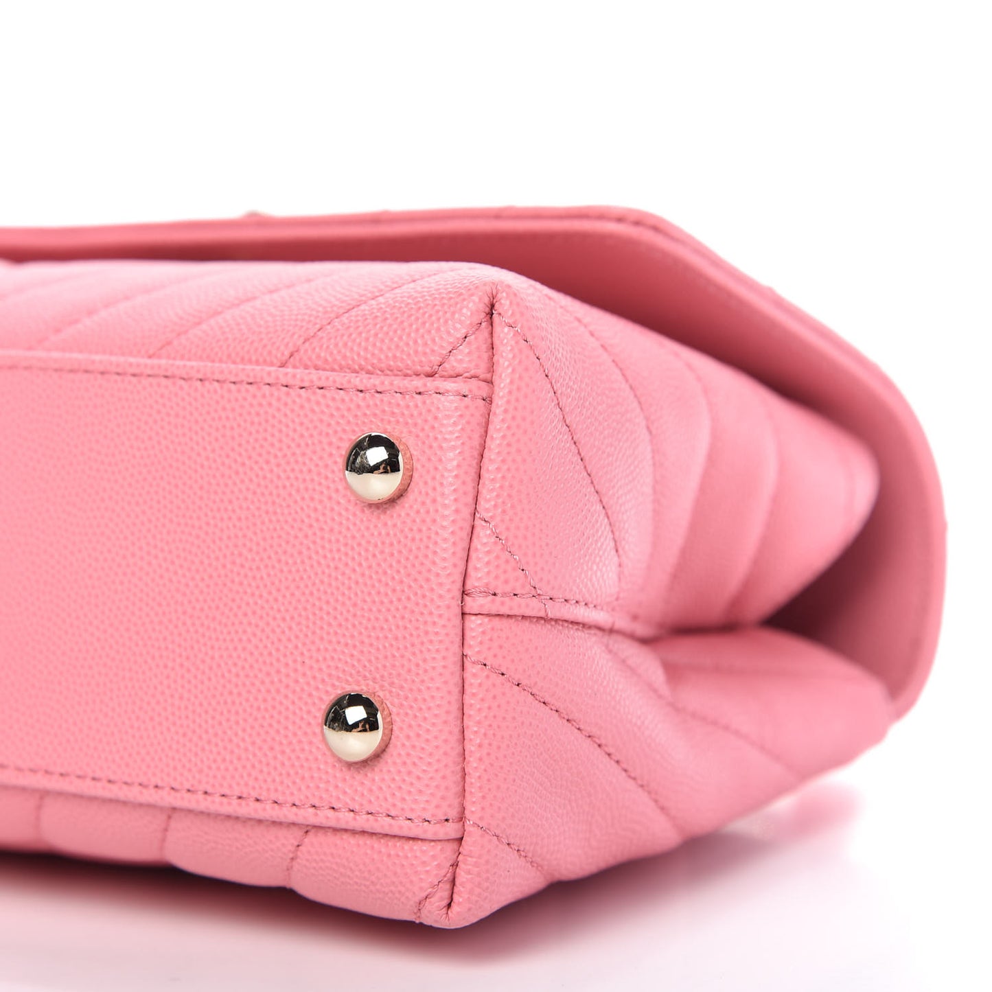 Caviar Chevron Quilted Mini Coco Handle Flap Pink