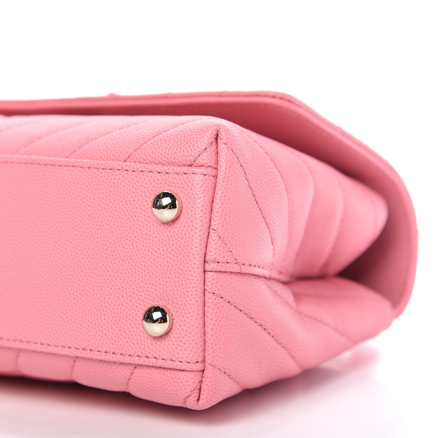 Chanel Caviar Chevron Quilted Mini Coco Handle Flap Pink 7 of 10