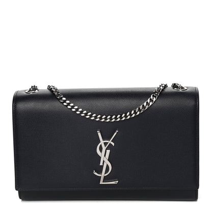 Saint Laurent Grain De Poudre Medium Classic Monogram Kate Satchel Deep Marine 1 of 15