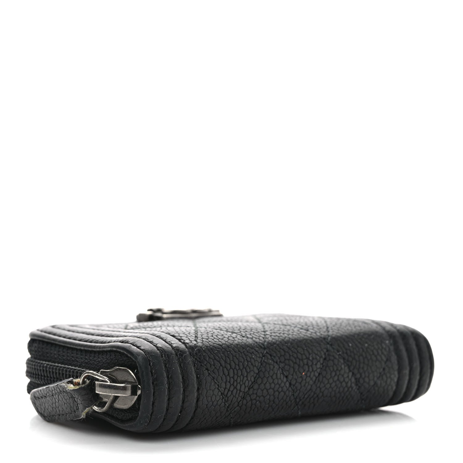 Chanel Caviar Quilted Boy Zip Around Coin Purse Wallet Black 4 of 11