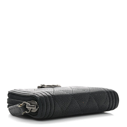 Chanel Caviar Quilted Boy Zip Around Coin Purse Wallet Black 4 of 11