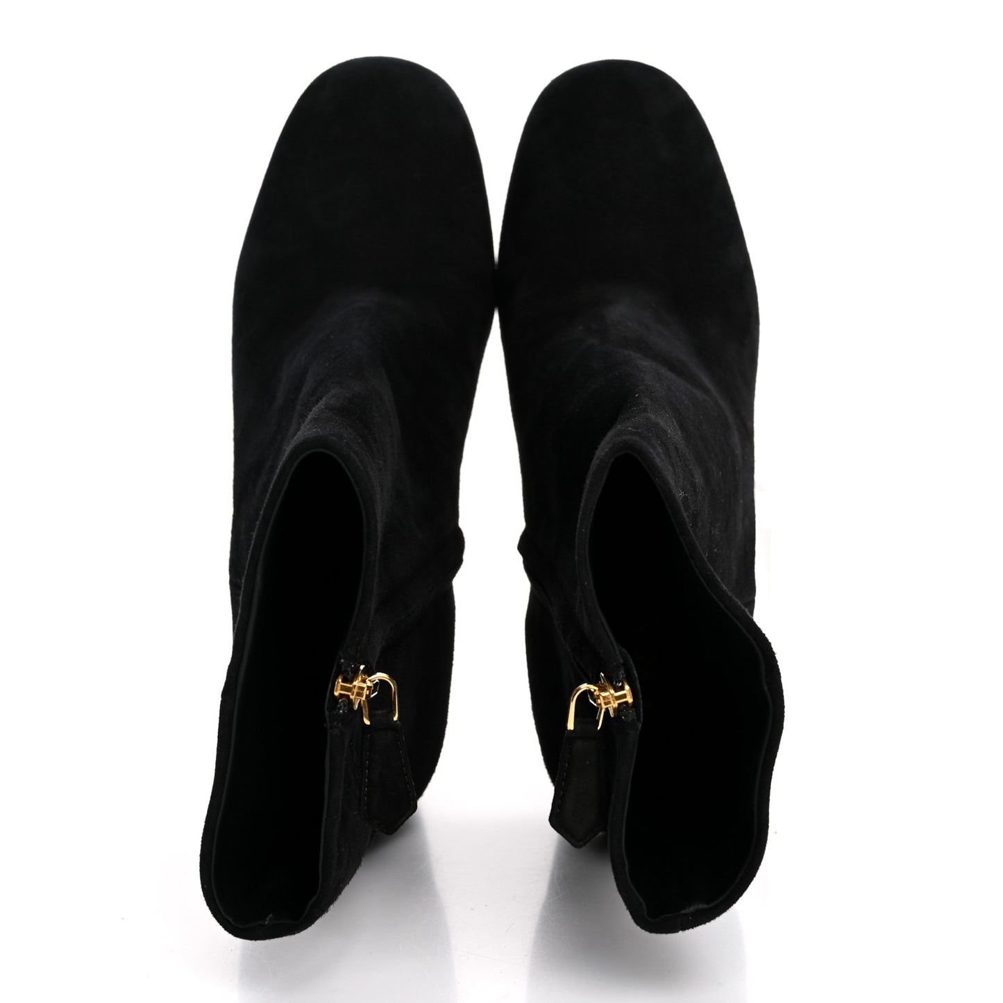Suede Metal Triangle Logo Zip 85mm Boots 38.5 Black