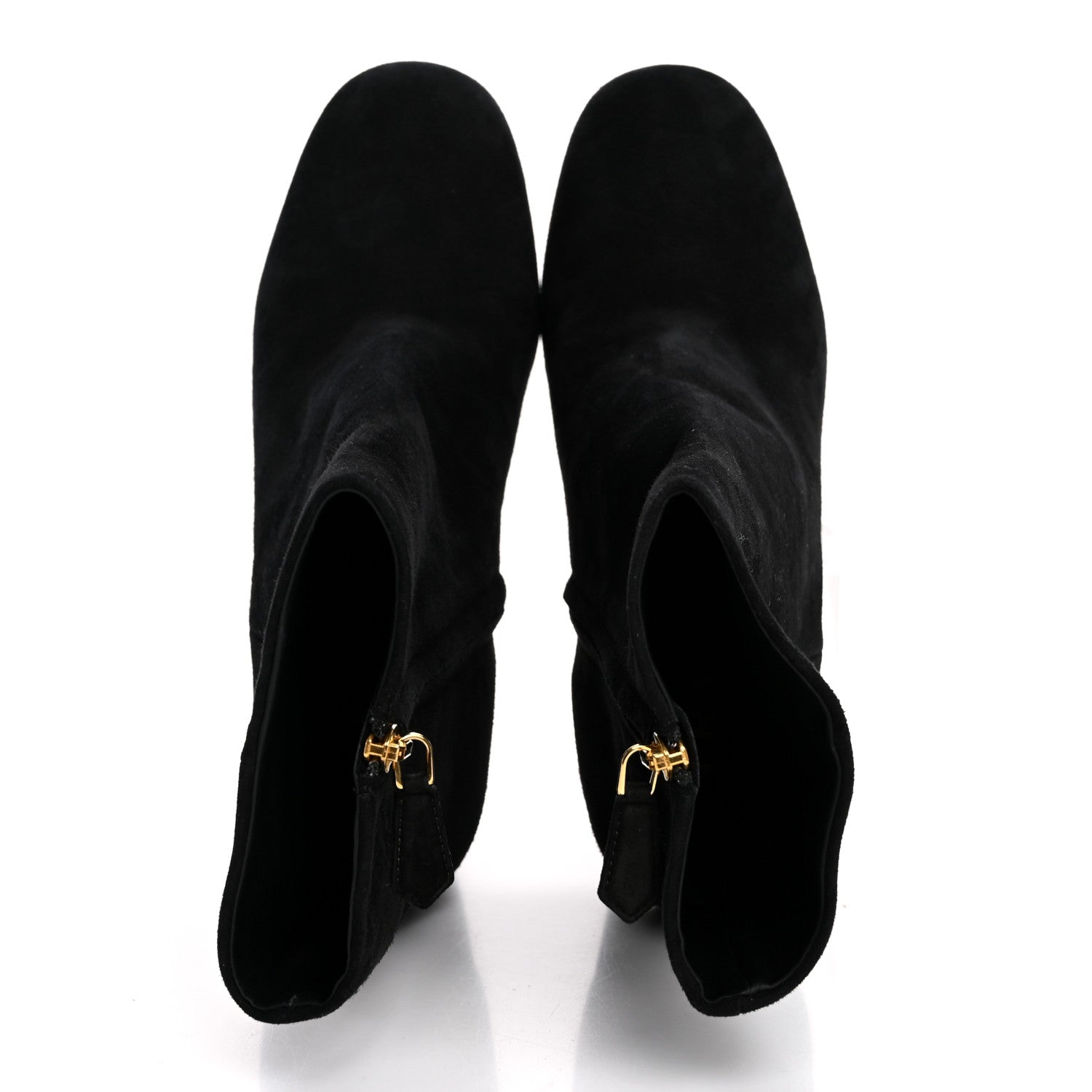 Prada Suede Metal Triangle Logo Zip 85mm Boots 38.5 Black 2 of 8