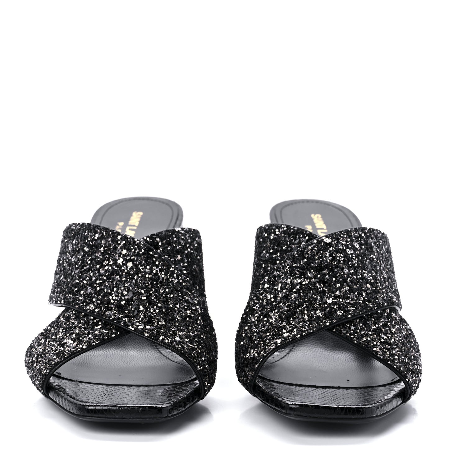Glitter LouLou 70 Mule Sandals 38.5 Black Gold