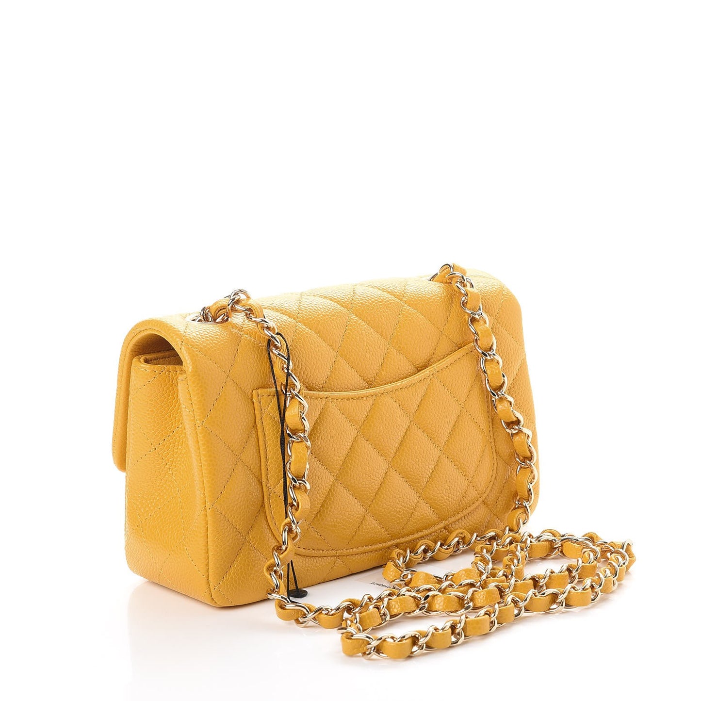 Caviar Quilted Mini Rectangular Flap Yellow