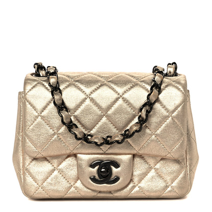 Chanel Metallic Lambskin Quilted Mini Square Flap Gold Black 1 of 12