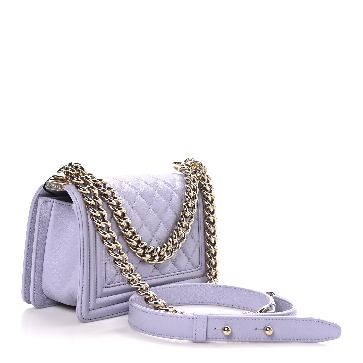 Caviar Quilted Small Boy Flap Light Purple