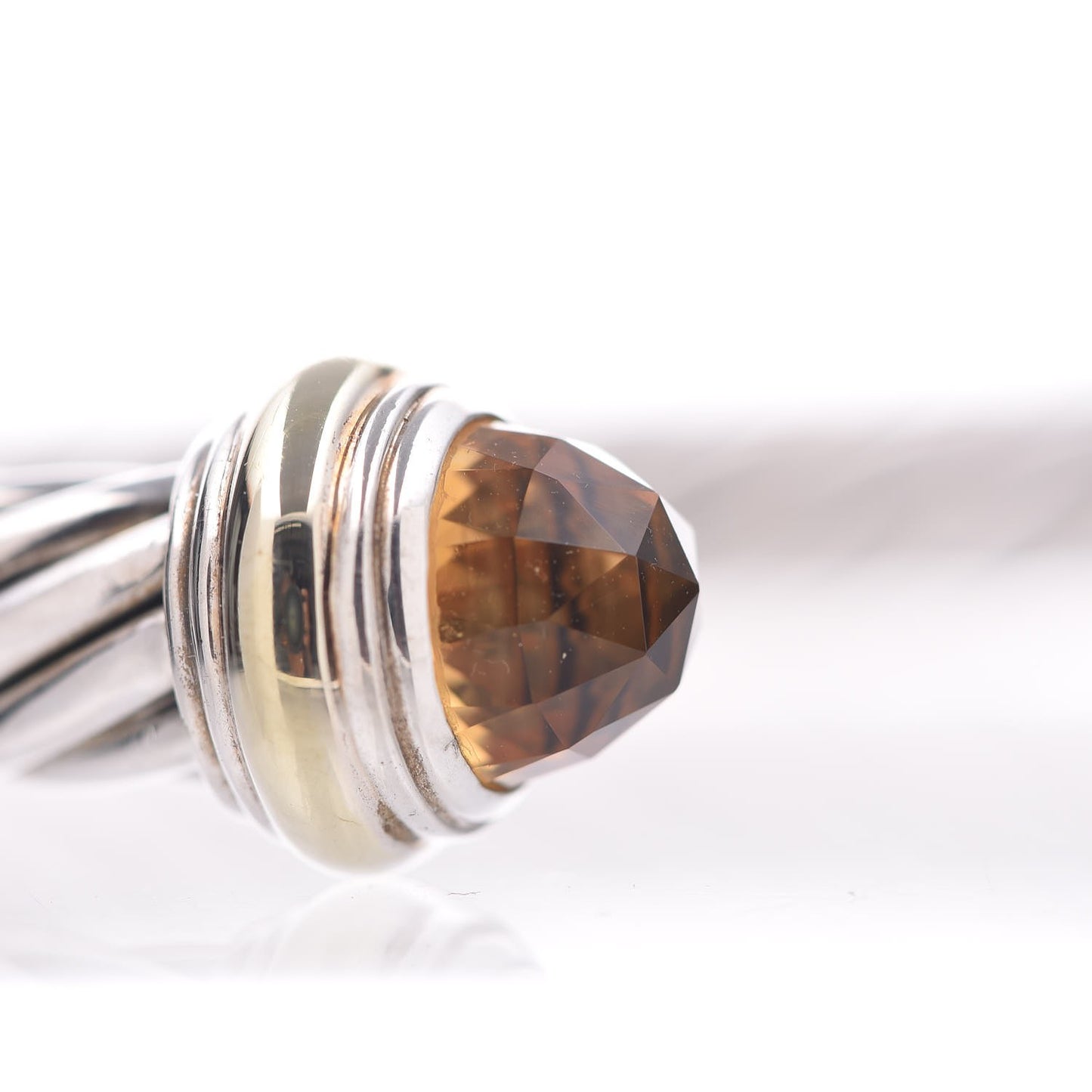 Sterling Silver 14K Yellow Gold Citrine 7mm Cable Classics Bracelet