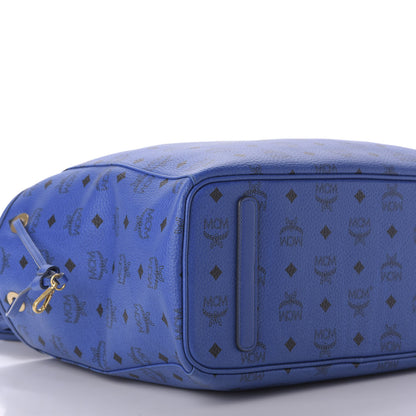 MCM Visetos Medium Project Reversible Shopper Tote Blue Jaguar Gray 7 of 9