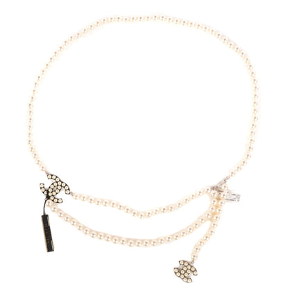 Chanel Pearl CC Double Strand Belt Silver 1 of 6