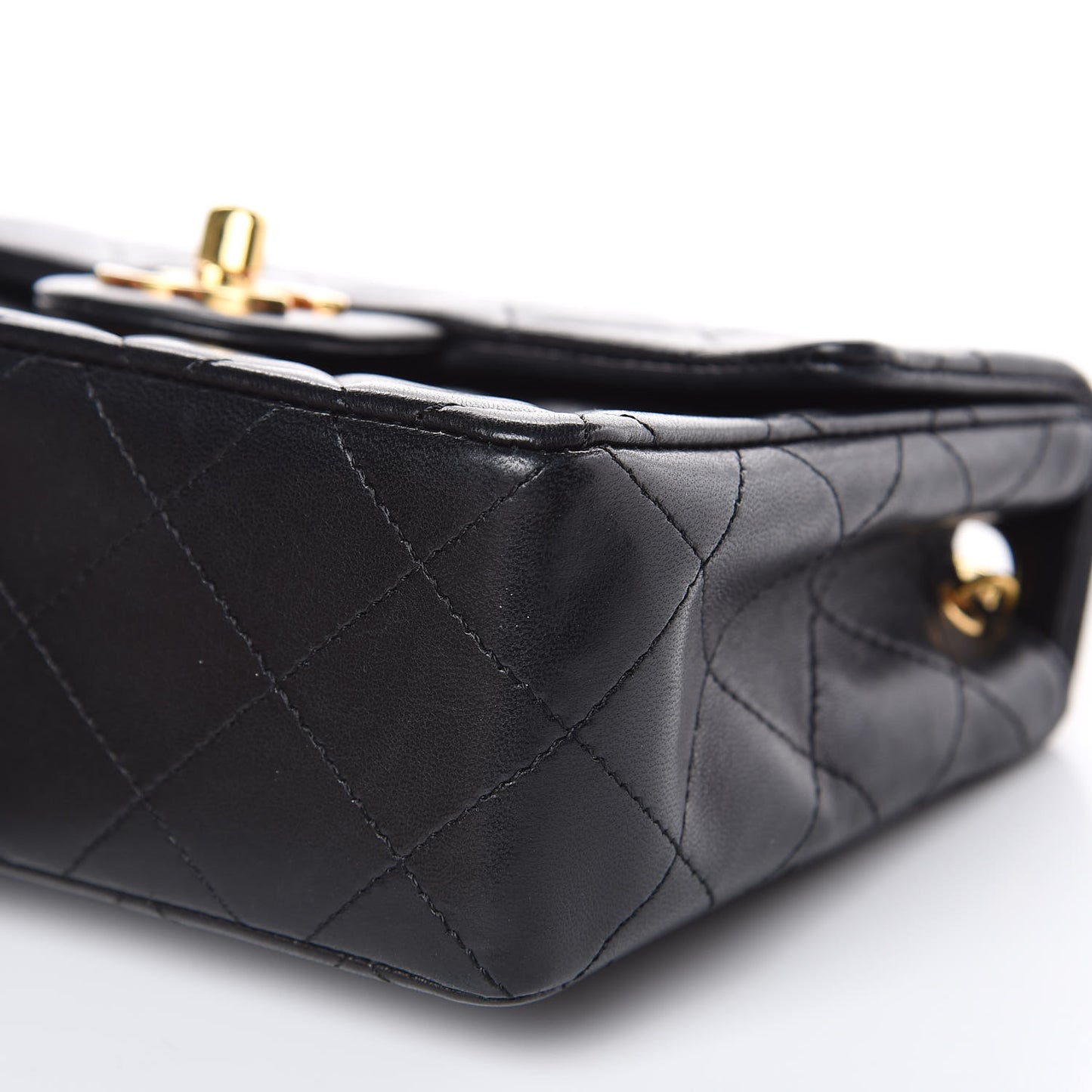 Lambskin Quilted Mini Square Flap Black