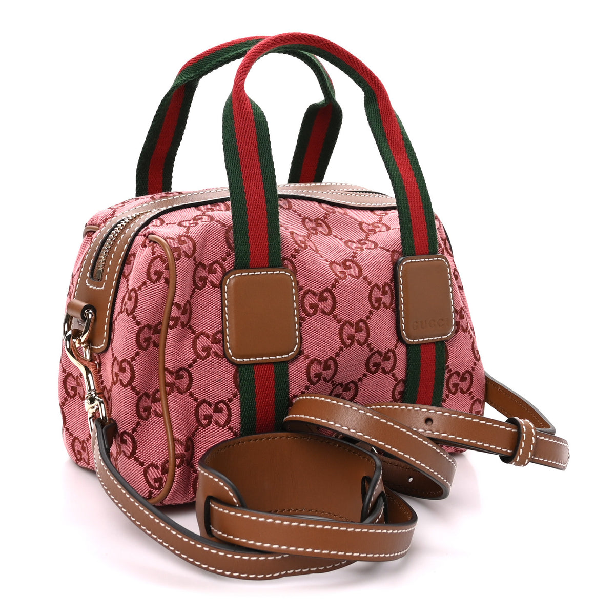 Gucci GG Supreme Web Mini GG Top Handle Bag Pink Beige 3 of 10