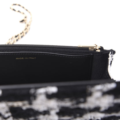 Chanel Tweed Quilted Wallet On Chain WOC Black Ecru White 9 of 11