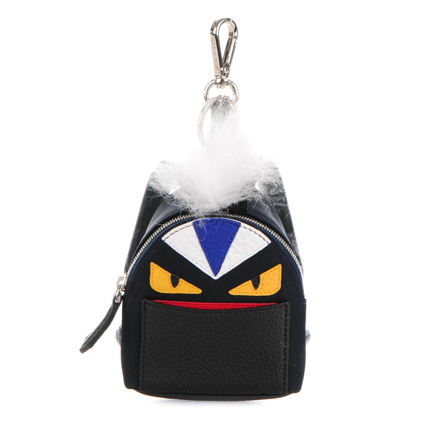 Nylon Cuoio Romano Nutria Fox Fur Monster Eyes Mini Backpack Charm Blue Black Multicolor