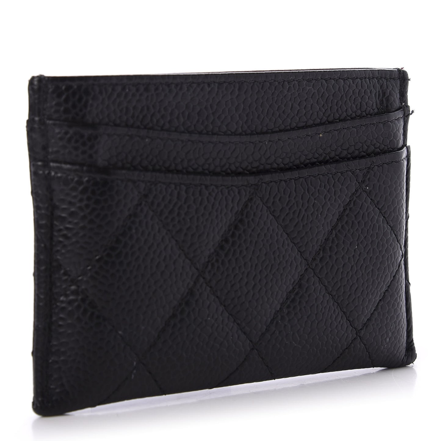 Caviar Quilted Card Holder Black