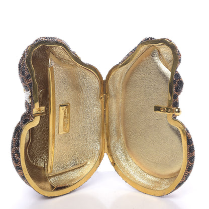 Judith Leiber Swarovski Crystal Leopard Sleeping Cat Minaudiere Clutch Gold Multicolor 6 of 15