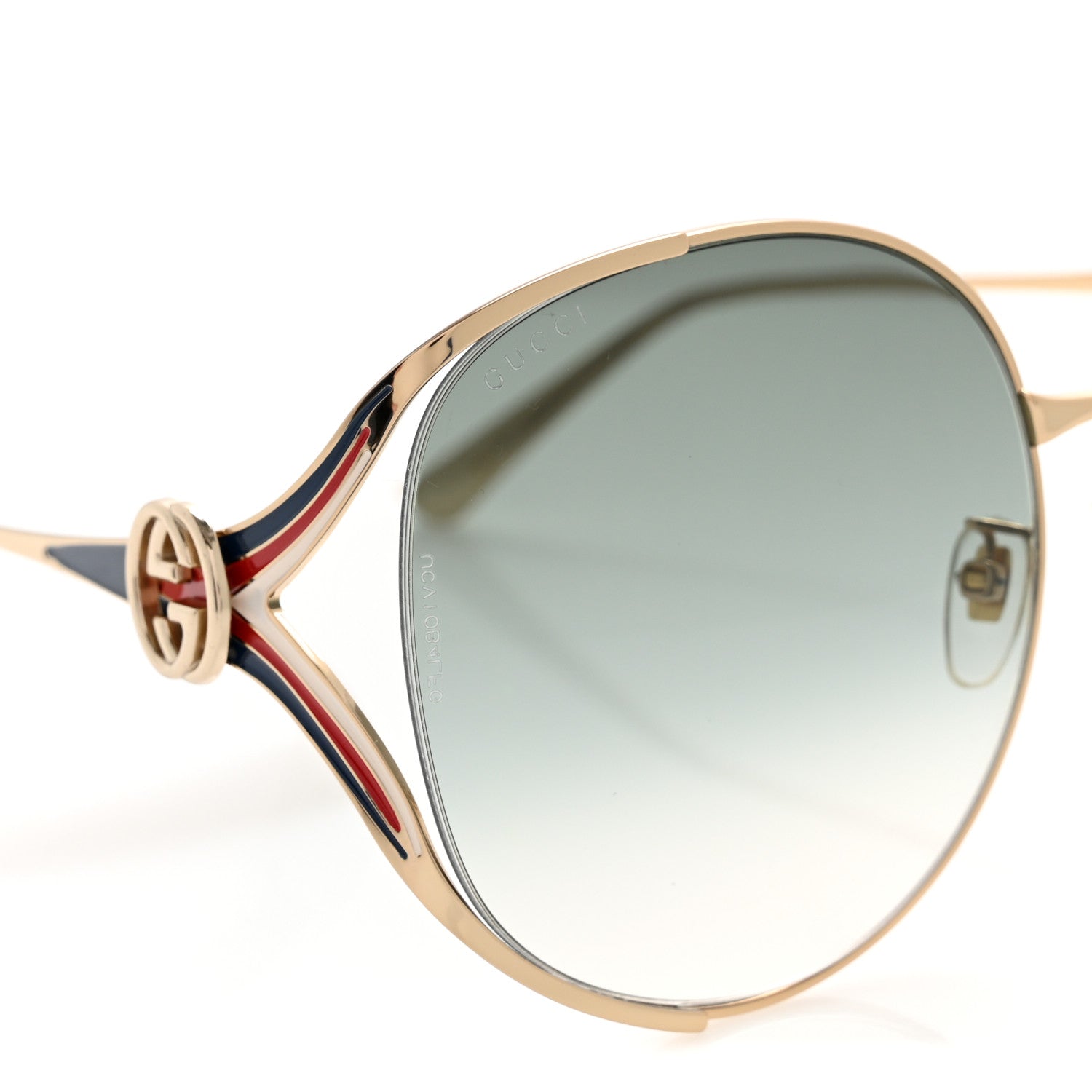 Gucci Metal Oversized Round Frame GG0225S Sunglasses Gold 13 of 14