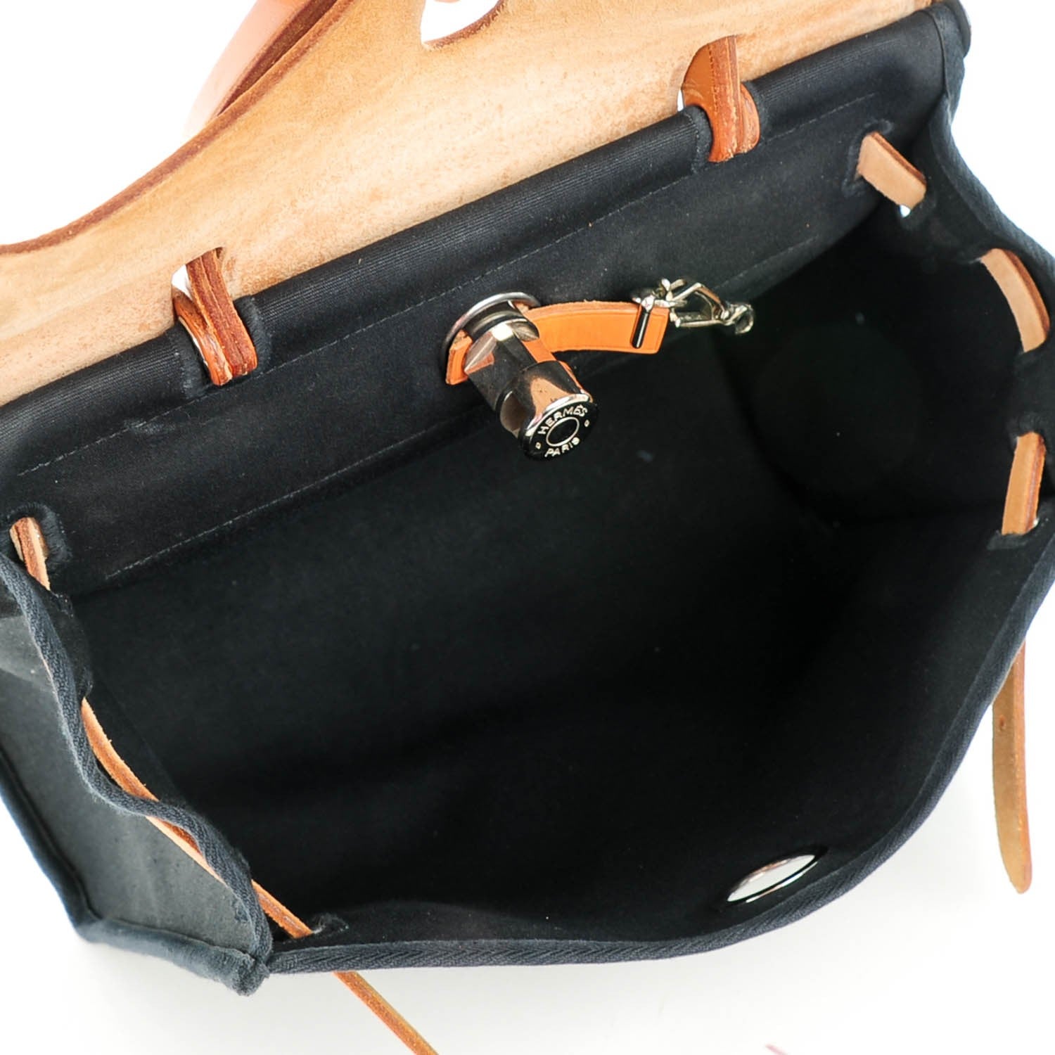 Hermes Toile Vache Calfskin Herbag 30 PM Black Natural 9 of 11