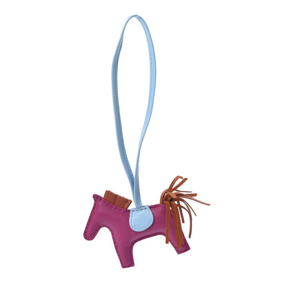 Hermes Milo Lambskin Grigri Rodeo Horse Bag Charm PM Rose Pourpre Cornaline Celeste 1 of 4