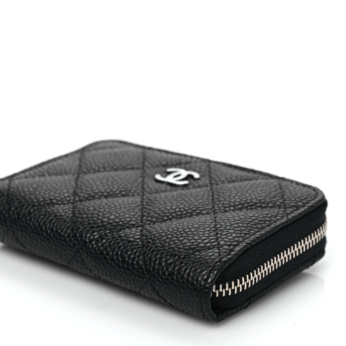 Caviar Quilted Zip Coin Purse Black