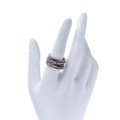 David Yurman Sterling Silver Diamond Double X Crossover Ring 58 8.5 2 of 5