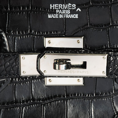 Hermes Matte Porosus Crocodile Birkin 35 Black 7 of 10